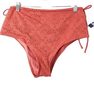 Aerie NWT Women's Eyelet Lined Hi-Rise Side Tie Bikini Swim Bottoms Size Large